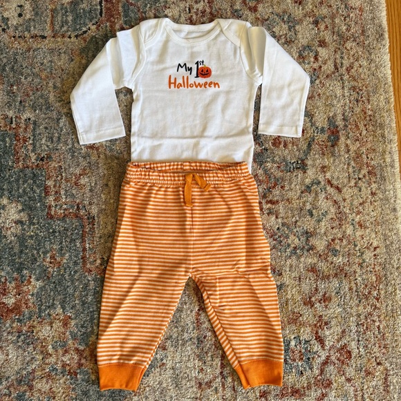Bundles Baby Place Other - My 1st Halloween Baby Outfit NWT 3-6 Months Pumpkin Orange Stripe